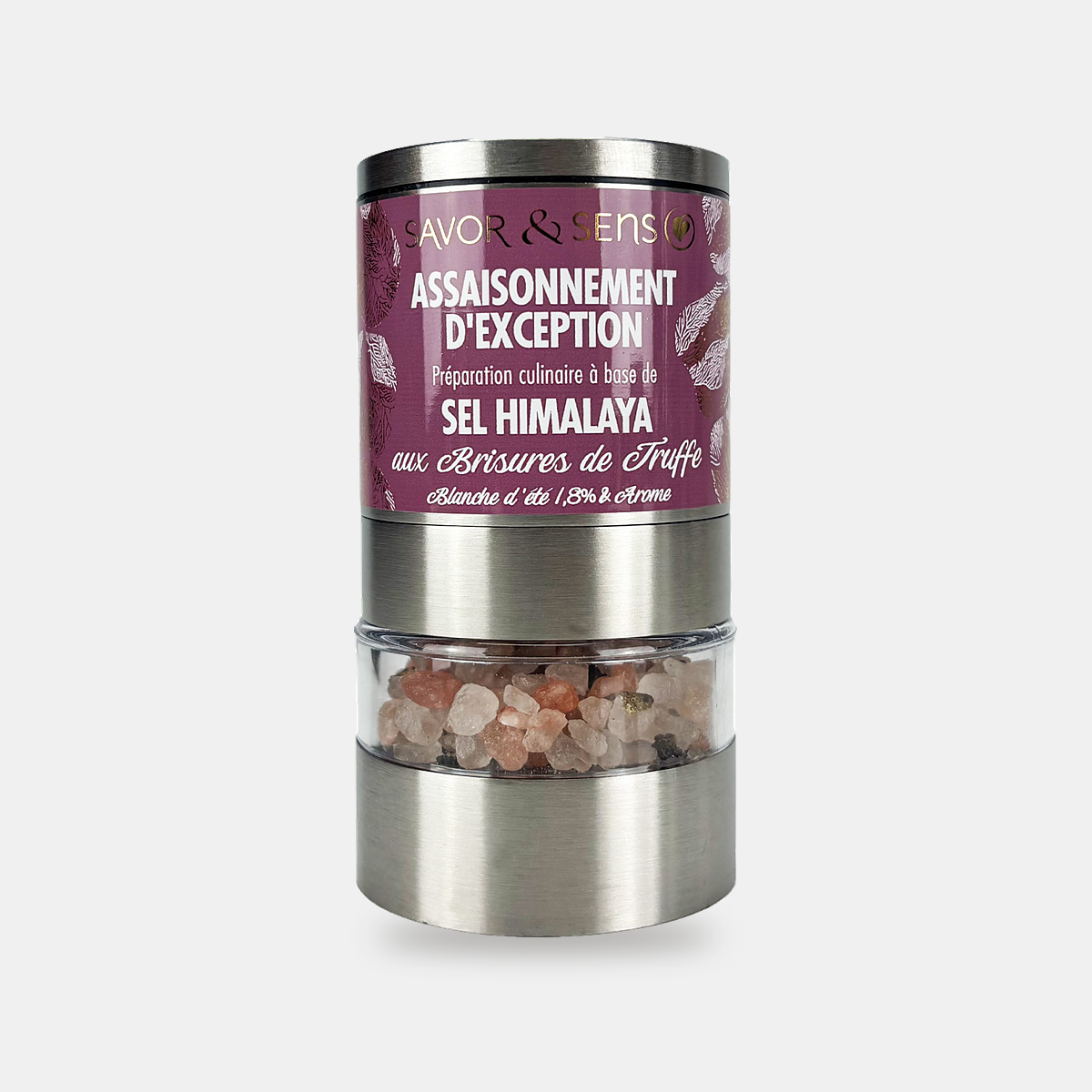 Sel de l'Himalaya aux brisures de truffe blanche d'été & arôme – face