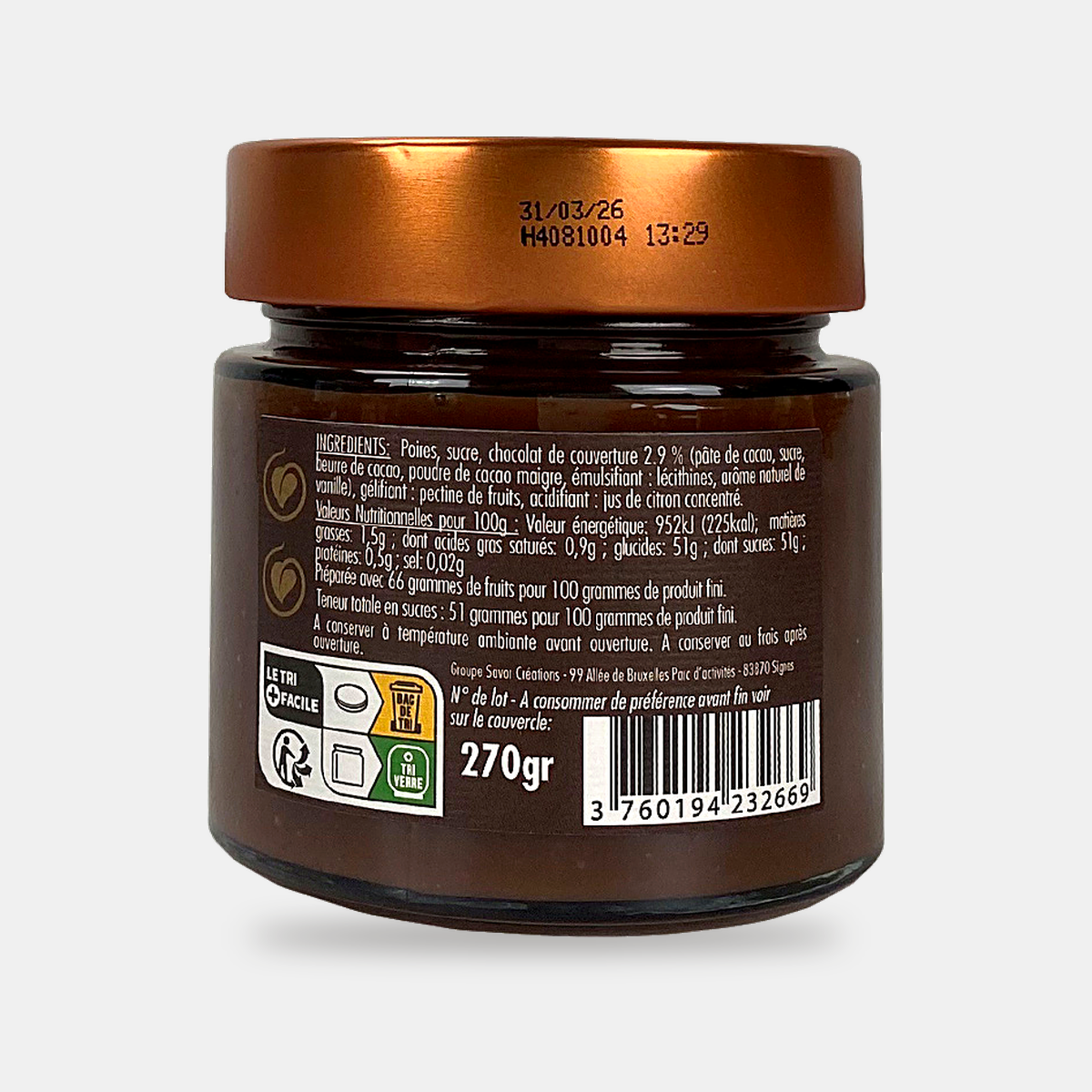 Confiture Poire Chocolat
