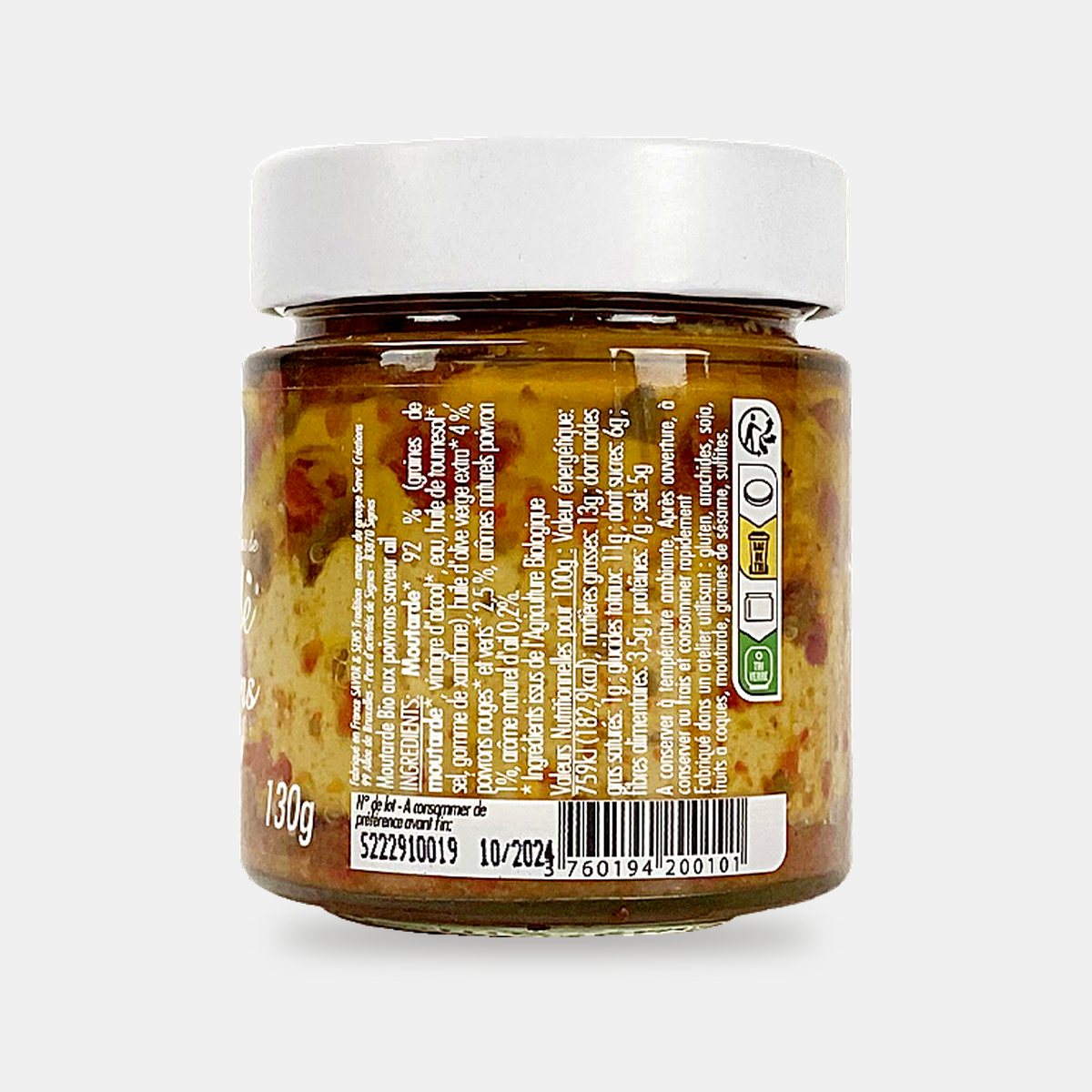 Moutarde Bio saveur Poivrons & Pointes d'ail*