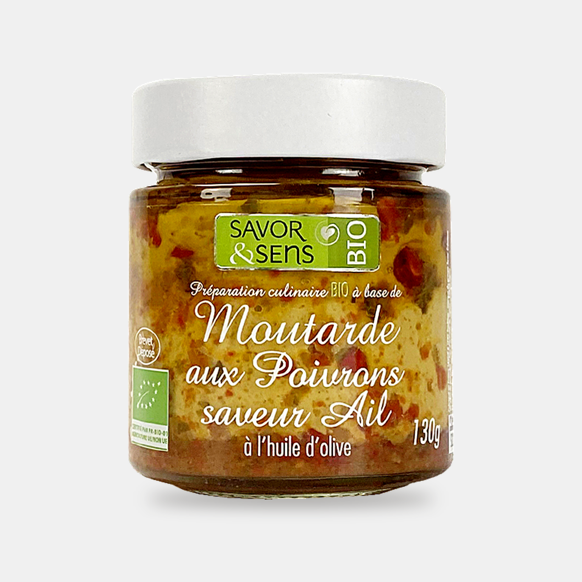 Moutarde Bio saveur Poivrons & Pointes d'ail*