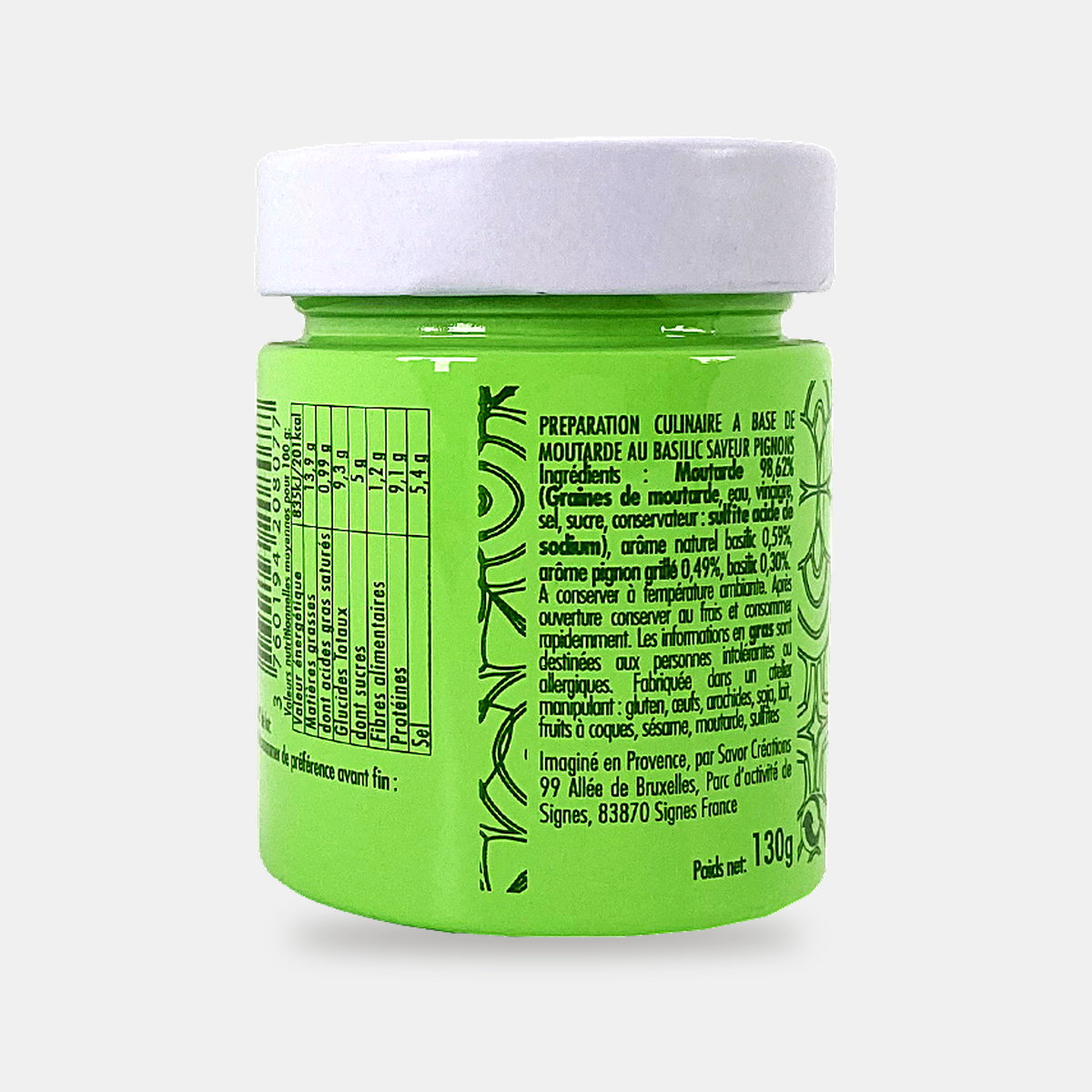 Moutarde saveur basilic pignon