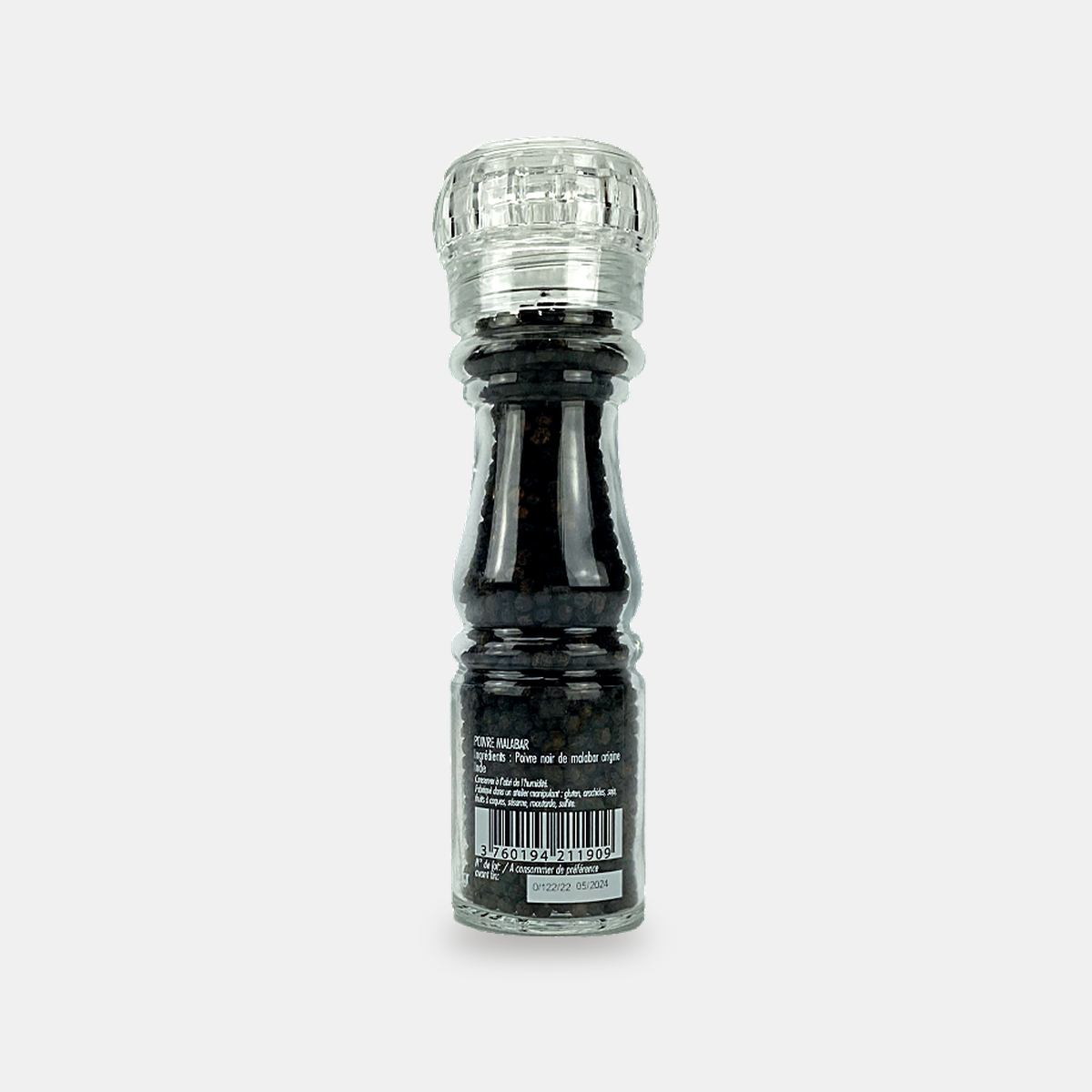 Schwarzer Malabar-Pfeffer aus Indien – Mühle 65 g