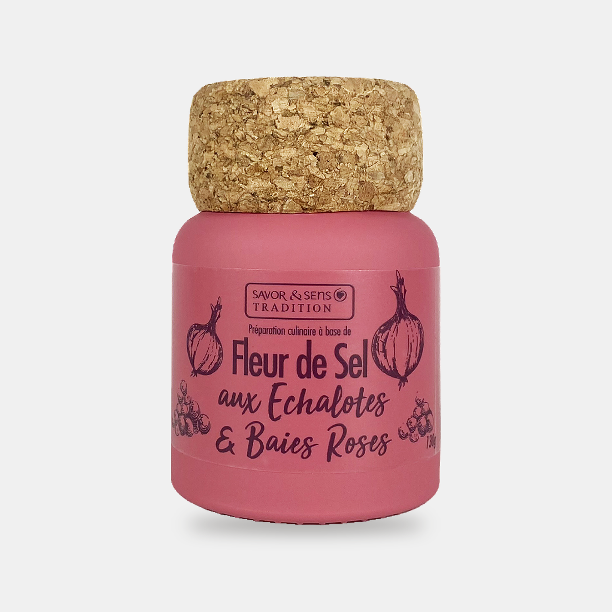 Fleur de sel aux échalotes & baies roses – face