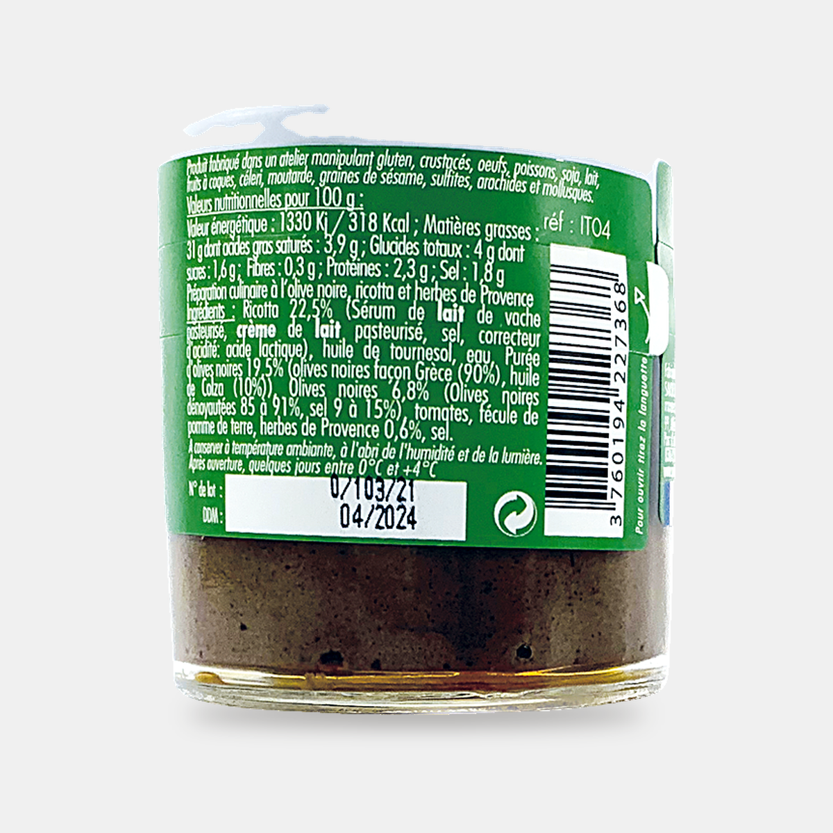 Olive noire, ricotta et herbes de provence