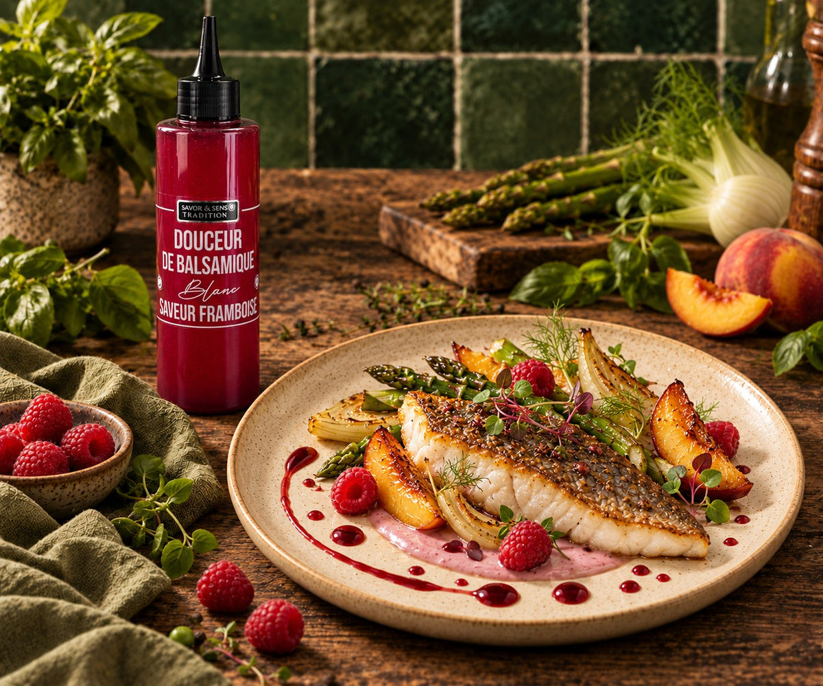 Lifestyle – White balsamic glaze with raspberry flavor
