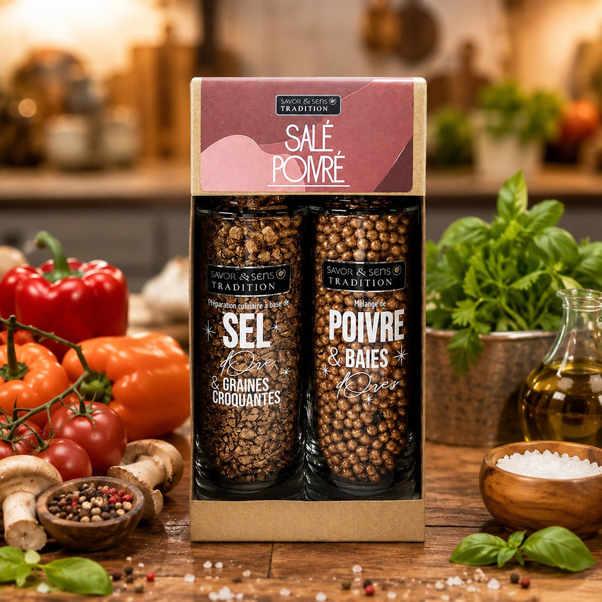Ambiance – Duo salé/poivré — sel & poivre or rose